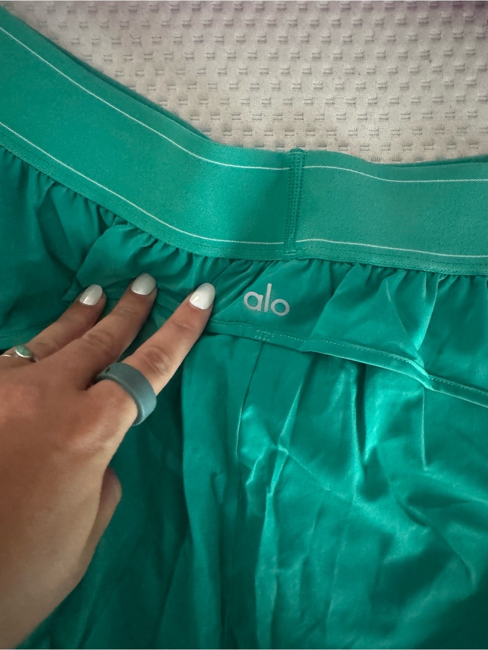 ALO Yoga Spruce Green Match Point Short with Logo Waistband - Picture 4 of 4